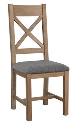 Harrogate Oak Crossback Chair Grey Check