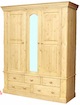 Cottage Pine Triple Wardrobe with Mirror and Drawers