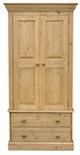 Cottage Pine Single Wardrobe with Drawers